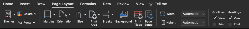 Page Layout Menu