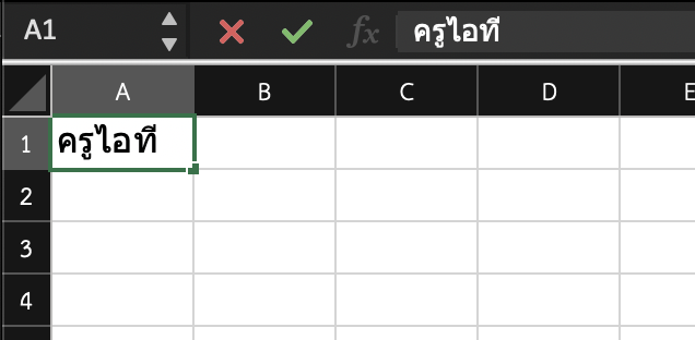 การป้อนข้อมูล Excel